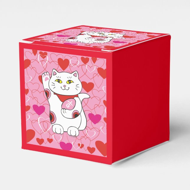Caja Para Regalos Valentine Maneki Neko Lucky Cat (Costado Anverso)