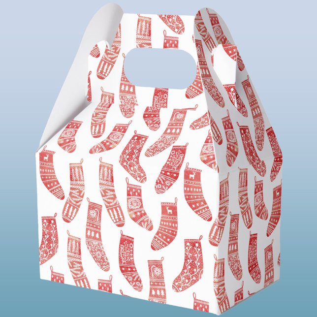 Caja Para Regalos Valores nórdicos Navidades escandinavos rojo blanc (Nordic Scandinavian red and white stockings gift box)