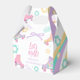 Caja Para Regalos Vamos a Rodar Patines Retro Cumpleaños Pastel