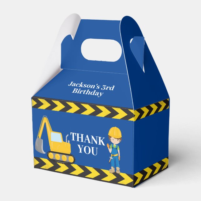 Caja Para Regalos Vehículos de construcción Boys Guay Blue Birthday  (Front Side)