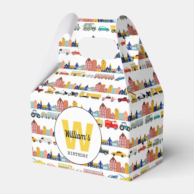 Caja Para Regalos Vehículos de Transporte Ciudad Camiones Coches Niñ (Front Side)