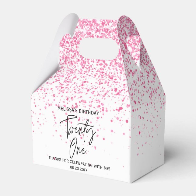 Caja Para Regalos Veintiún resplandecientes Purpurina rosado calient (Front Side)