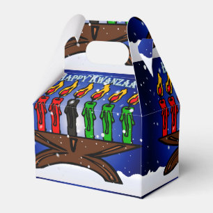 Caja Para Regalos Vela de Kwanzaa Kinara con nieve y saludo