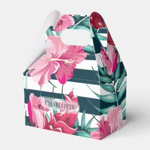 Caja Para Regalos Verano exótico personalizado a rayas florales