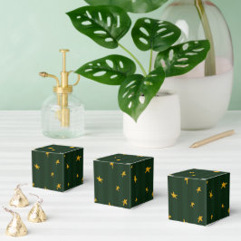 Caja Para Regalos Verde Amarillo Estrella Raya Navidad
