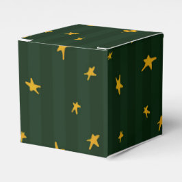 Caja Para Regalos Verde Amarillo Estrella Raya Navidad