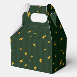 Caja Para Regalos Verde Amarillo Estrella Raya Navidad