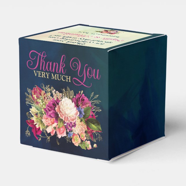 Caja Para Regalos Verde azulado, naval, verde, oro audaz Boda de Flo (Reverso Costado)