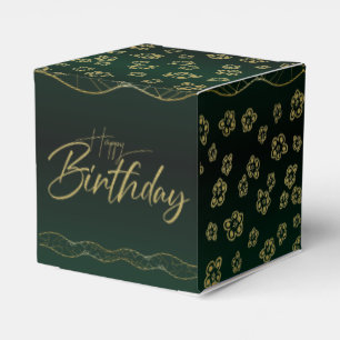 Caja Para Regalos verde bosque para cumple con flores linda