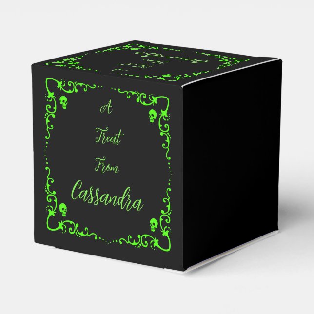 Caja Para Regalos Verde de slime de Halloween  (Reverso Costado)