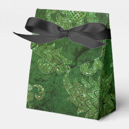 Caja Para Regalos Verde Esmeralda Brillante Damasco Vintage