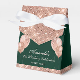 Caja Para Regalos Verde Esmeralda y Dorado Rosa Glam Personalizable