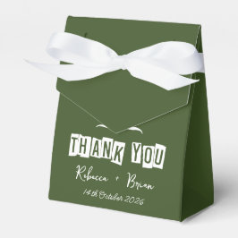 Caja Para Regalos Verde minimalista y blanco Gracias Boda