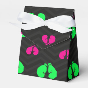 Caja Para Regalos Verde neón, rosa caliente, guantes de boxeo, prote