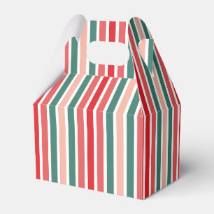Caja Para Regalos Verde rojo y Rubor rayado