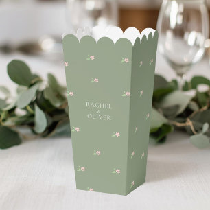 Caja Para Regalos Verde Salvia Bodas de Palomitas de Maíz Floral P