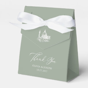 Caja Para Regalos Verde salvia   Elegante Boda italiano ilustrado