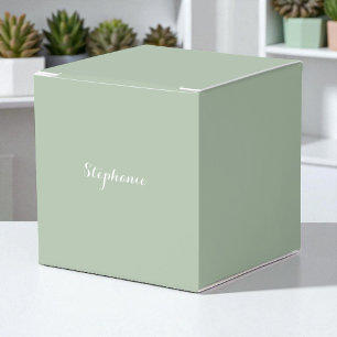 Caja Para Regalos Verde Salvia Nombre Moderno Elegante Monograma Boh