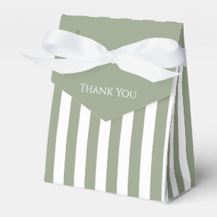 Caja Para Regalos Verde Salvia y Raya Blanca Gracias