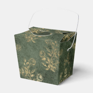 Caja Para Regalos Verde y dorado floral vintage