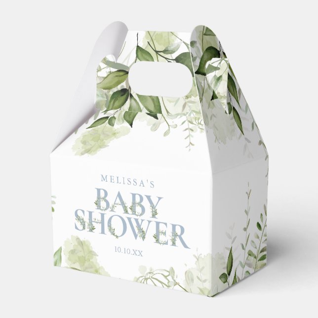 Caja Para Regalos Verdor Botánico Dusty Blue Baby Shower (Front Side)