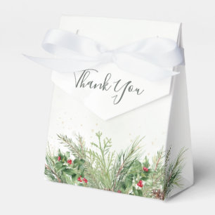 Caja Para Regalos Verdor de invierno rústico Berries Pine Cone Boda