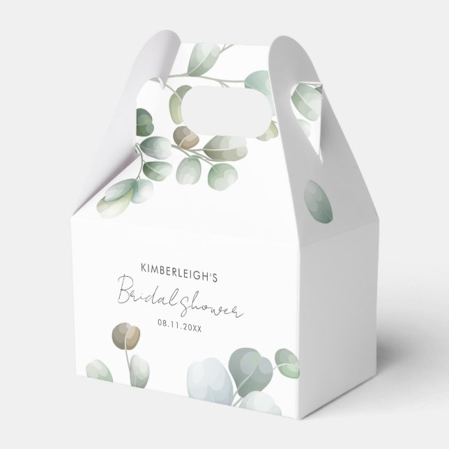 Caja Para Regalos Verdor Eucalyptus Script Bridal Shower (Front Side)