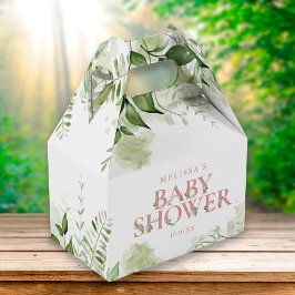 Caja Para Regalos Verdor Foliage Botánico Rosa Dusty Baby Shower