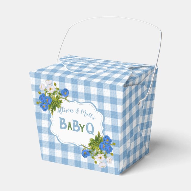Caja Para Regalos Verificación de país Flores de Gingham Azul BabyQ  (Front Side)