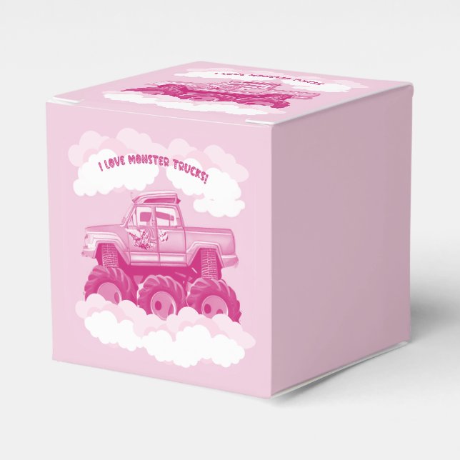 Caja Para Regalos Versión rosa Me Encanta Monster Trucks Imagen (Costado Anverso)
