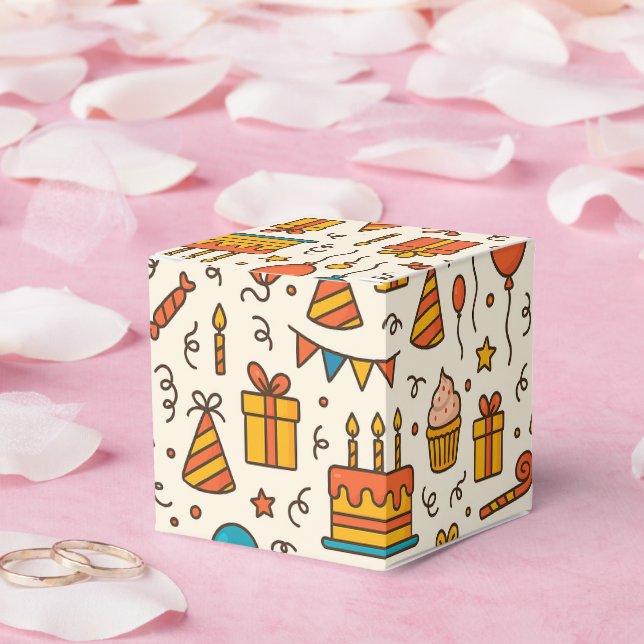 Caja Para Regalos Vibrant Birthday Party Seamless Pattern (Boda)