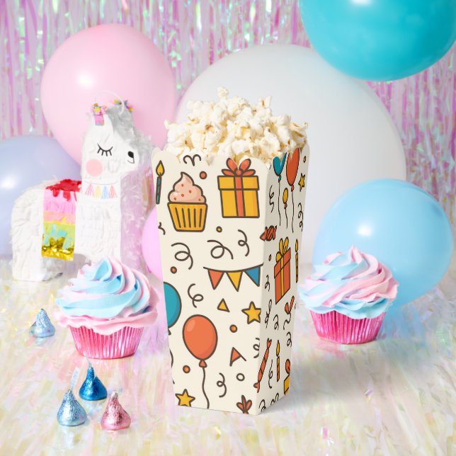 Caja Para Regalos Vibrant Birthday Party Seamless Pattern (Fiesta)