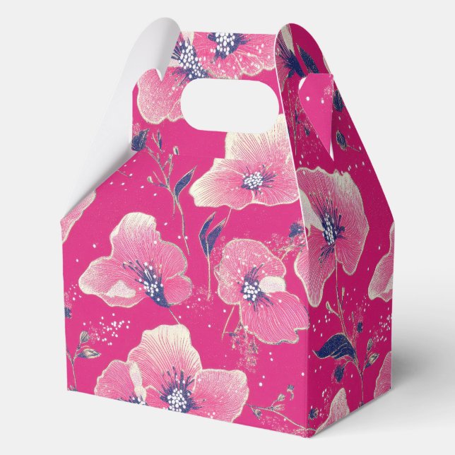 Caja Para Regalos Vibrant Floral Pattern in Pink, White & Royal Blue (Anverso)