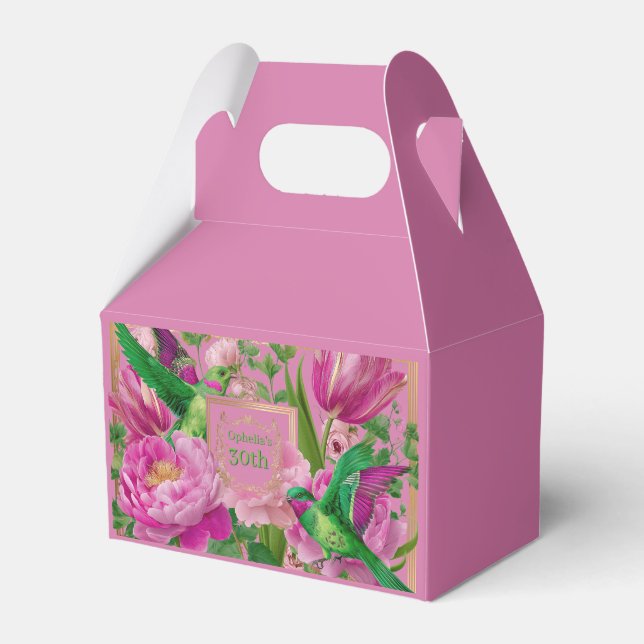 Caja Para Regalos Vibrante Botánico Rosa y Verde  (Front Side)