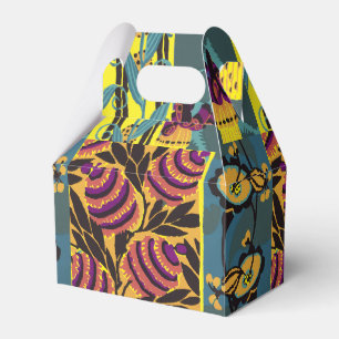 Caja Para Regalos Vibrante Estampa Floral Maximalista de Morado y Tu