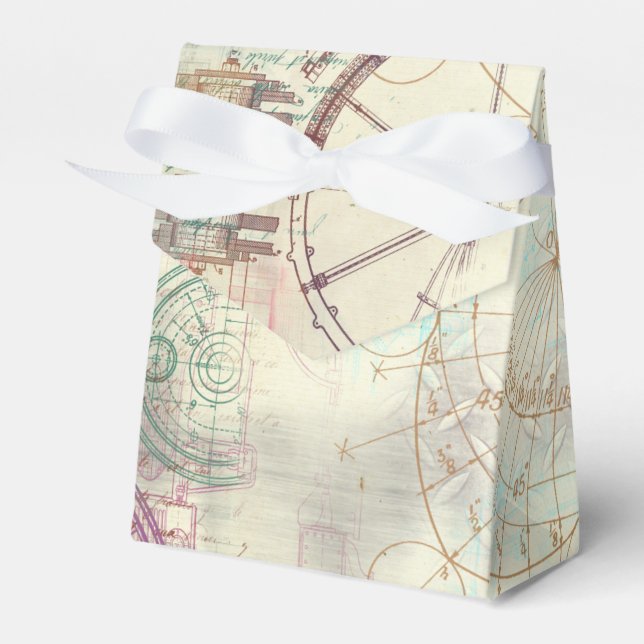 Caja Para Regalos Victorian Steampunk | Grunge Pastel de acuarela (Front Side)