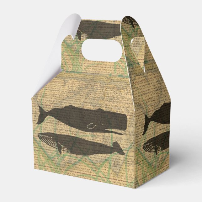 Caja Para Regalos Vida marina náutica de ballena antigua (Front Side)