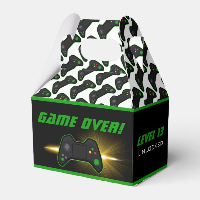Caja Para Regalos Video Game Green Controller Favor Box (Front Side)