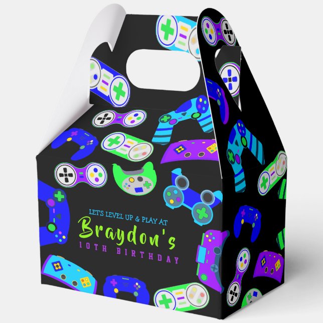 Caja Para Regalos VIDEO JUEGO JUEGOS Niños Fiesta de cumpleaños (Reverso )