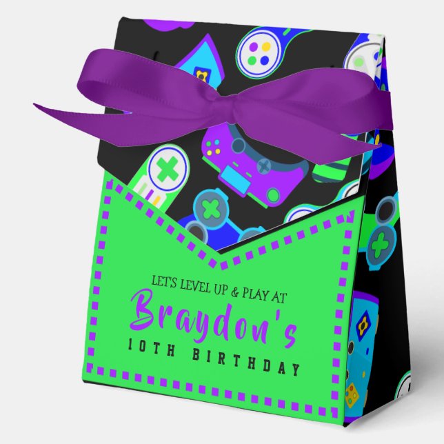 Caja Para Regalos VIDEO JUEGO JUEGOS Niños Fiesta de cumpleaños (Anverso)
