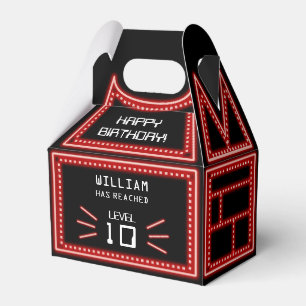 Caja Para Regalos Videojuego Retro Arcade Neon Kids Cumpleaños