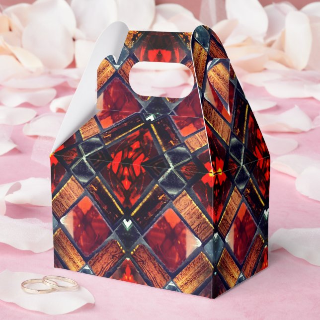 Caja Para Regalos Vidrio rojo manchado (Boda)