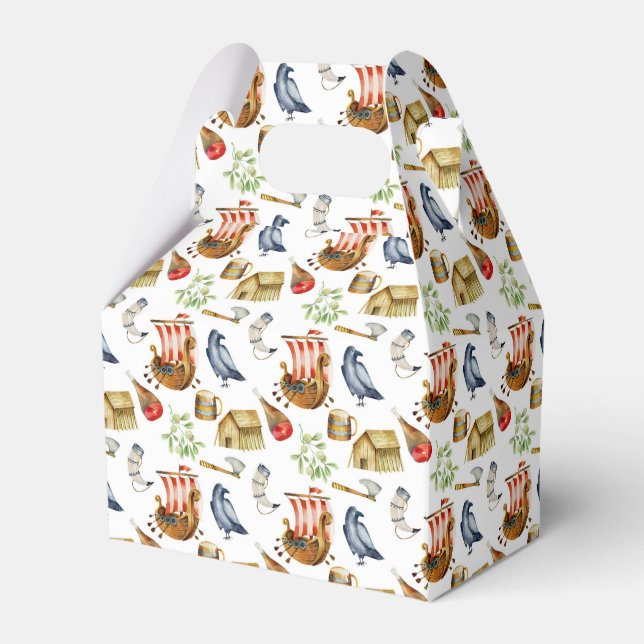 Caja Para Regalos Viking party theme boys blue red pattern (Front Side)