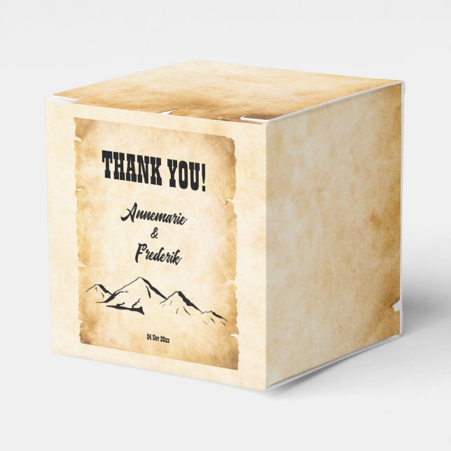 Caja Para Regalos Viñeta de pergamino rústico (Costado Anverso)