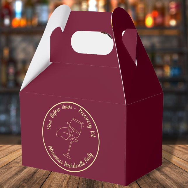 Caja Para Regalos Vino antes de Vows Kit de recuperación Bachelorett (wino before vows bachelorette recovery kit burgundy and golden elegant wine bachelorette)