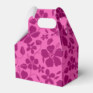 CAJA PARA REGALOS VINO TINTO BURGUNDY CON ESTAMPADO HAWAIANO DE HULA