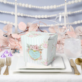 Caja Para Regalos Vintage Aqua Peony Wedding Favor Box