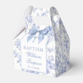 Caja Para Regalos Vintage Blue Bow Floral Baptism