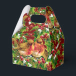 Caja Para Regalos Vintage Christmas Birds Holly Faux Gold Pattern<br><div class="desc">Este patrón representa a los pájaros sentados en las ramas grises con nieve y con un contorno y líneas de Relieve metalizado de imitación de oro decorativas sobre un fondo rojo oscuro. Puede cambiar el color de fondo haciendo clic en el botón "Personalizar" y, a continuación, en la inscripción "Haga...</div>