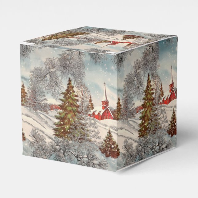 Caja Para Regalos Vintage Christmas Glittering Winter Village  (Costado Anverso)